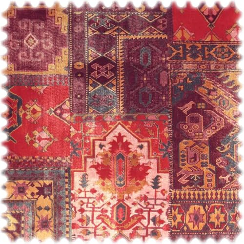 Heiro Samt Velours Möbelstoff mit Fleckschutz (Orient Rot)