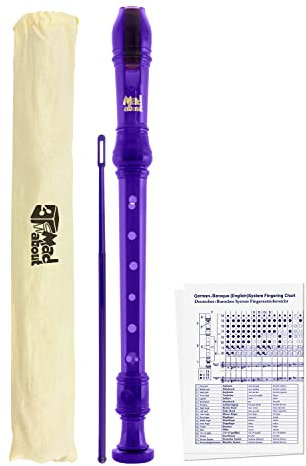 Mad About MA-REC04 Diskant-Blockflöte, Sopran-Schulblockflöte mit Tasche, Putzer und Grifftabelle - Violett