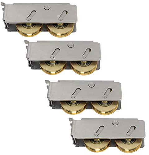 Poleas para Puertas Y Ventanas De Aleación De Aluminio 757, Ruedas Dobles De Cobre, Ruedas para Puertas Correderas para Ventanas Corredizas, Altura Ajustable De 32 Mm A 35 Mm, Cuatro Juegos