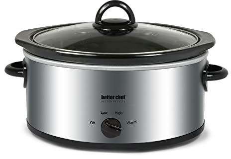 Better Chef Pentola a cottura lenta ovale | 3 quarti | Impostazioni a 3 temperature | Maniglie laterali | Coperchio in vetro | Inserto in gres smaltato (acciaio inossidabile)