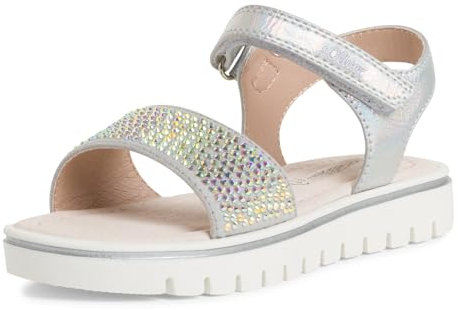 s.Oliver Mädchen Sandalen mit Klettverschluss Glitzer, Silber (Silver), 36