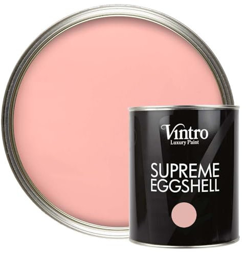 Vintro Paint | Pink Eggshell Paint | for Walls | Wood | Trim | Satin Furniture Paint | Interior & Exterior Use. 1 Litre (Dancing Salmon - Pink)