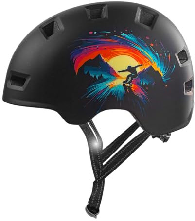 Crazy Safety Rampage Schwarzes Skaten | Fahrradhelm, Skateboardhelm, Inlinerhelm und BMX-Helm | Fahrradhelm für Männer, Frauen und Kinder | L (57-61cm) | Verstellbarer Helm für Skater und Radfahrer