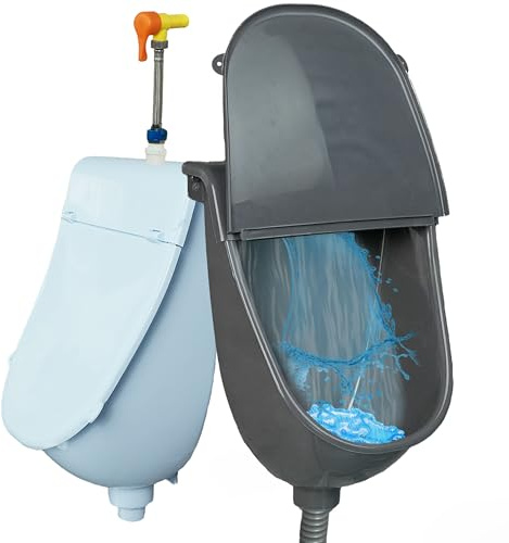 Urinario comercial montado en la pared con tapa, orinal de baño sin agua para hombres, urinarios de plástico para hombres, desviador de orina de orina de garaje, urinario al aire libre, con manguera,