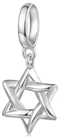 Colgante de estrella de David de plata de ley 925 para pulseras Pandora, Plata, No es una piedra preciosa