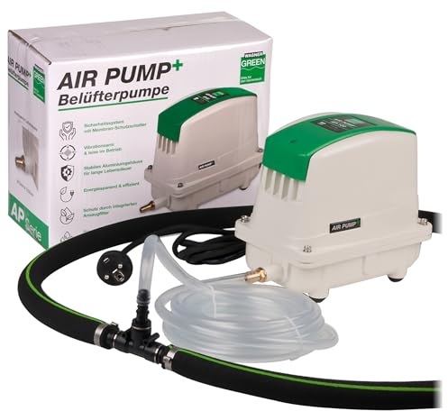 Teichbelüfter-Set AP-120 Luftpumpe mit Japan Belüfterring Ø 70 cm Sauerstoffpumpe für Ihrem Koiteich. Eine Profi Luftpumpe als Eisfreihalter im Winter zu verwenden