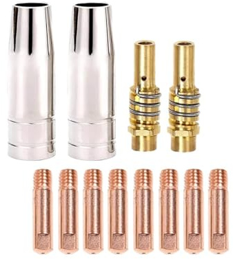 JWFBDB 14 st 15AK svetsbrännare förbrukningsartiklar 0,6 mm 0,8 mm 0,9 mm 1,0 mm 1,2 mm MIG-brännare gasmunstyckehållare for 15AK MAG-svetsbrännare(1.2MM)