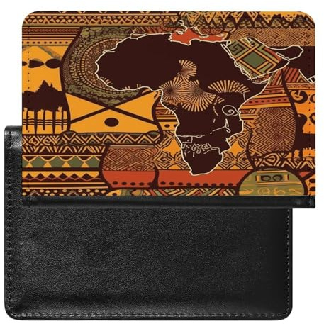 Mappa africana modello etnico passaporto titolare della copertura del raccoglitore della copertura del raccoglitore della cassa del cuoio dell'unità di elaborazione del passaporto del libro del