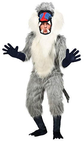 Adult Baboon Costume Realistic Jumpsuit with Hood, Gloves, and Shoe Covers - Perfect for Halloween or Costume