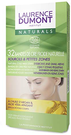 Laurence Dumont Institut 32 Bandes de Cire Froide Naturelle à l'Huile d'Argan/Aloe Vera apaisant - Sourcils & Petites zones
