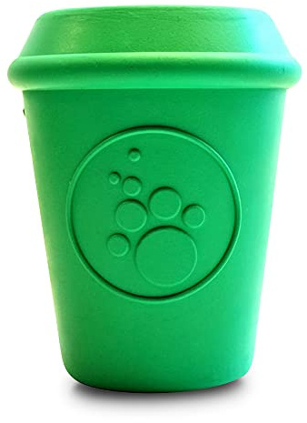SodaPup Coffee Cup – Durable Dog Treat Dispenser & Chew Toy Made in USA from Non-Toxic, Pet Safe, Food Safe Natural Rubber Material for Mental Stimulation, Problem Chewing, Calming Nerves, & More