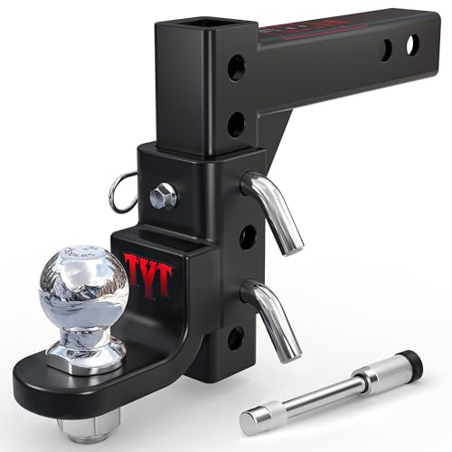 TYT Adjustable Trailer Hitch Ball Mount, 2 Towing Ball 7500 LBS, 9-1/2 Drop and 8-1/4 Rise, Fits 2-in Receiver with 2 Pin&Clips and 5/8 Premium Pin Lock for Heavy Duty Truck