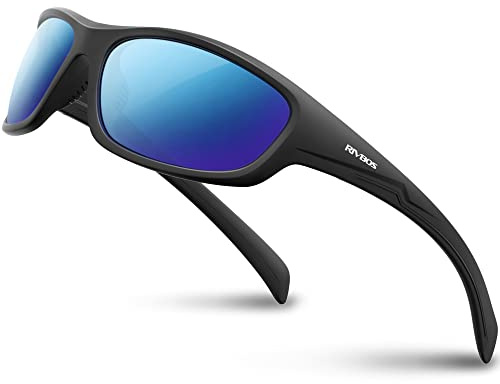 RIVBOS Polarized Sunglasses UV400 Protection for Men's and Women's Fishing, Cycling, and Outdoor Activities RB832-1 Black Ice Blue Lens