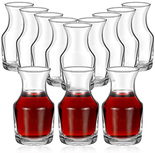 Remagr 12 Pack Single Serving Wine Carafe Glass Small Mini Carafe Individual Wine Refill Decanter for Dinner Parties Tastings Bars Restaurants (6.5 oz)