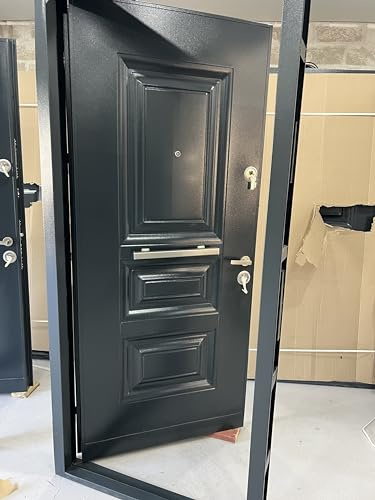 Porte d’entrée Blindée, Gris Anthracite / Noir