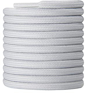 CCSOFTIME Round Grey Boot Laces,160cm Extra Long Heavy Duty Boot ShoeLaces for Work Shoes Hiking Walking Boots and Trainers,4mm Replacement Thick Shoelaces for Womens Mens Kids(Lt Grey-1 Pair-160cm)