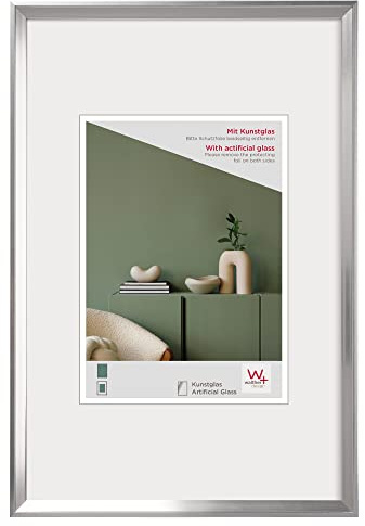 walther design Bilderrahmen silber 40 x 50 cm mit Kunstglas, Desire Kunststoffrahmen DEX050S