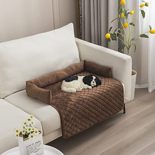 OKYUK Letto per cani di taglia grande, lavabile a mano, Cestino, Coperta, Divano, Copridivano, Super morbido antiscivolo（75 x 75cm,caffe）