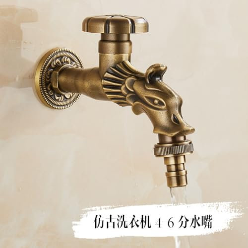 Grifo de lavadora tallado antiguo boquilla de espiral lenta extendida 4 puntos, grifo frío único de la piscina de fregona 6 puntos, forma de dragón antiguo 4 puntos 6 puntos lavadora