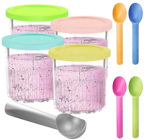 HOVCEH Ersatz für Ninja Creami Deluxe Behälter, 680ml Behälter für Ninja Creami Deluxe NC501 NC500 Serie 4er Pack, BPA-frei, Spülmaschinenfest, Auslaufsicher, Sortierte Farben