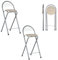 ZZINOKE Barhocker Klappbarer 2er-Set, Keine Montage Erforderlich,Tragbarer Outdoor Barhocker,Geeignet Für Küche,Bistro,Geschäft,Veranstaltungen im Freien, Sitzhöhe 61 cm (Holzmaserung und Silber)