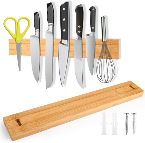 TNOMSNO Barra Magnética para Cuchillos, 40cm Iman Cuchillos de Cocina Acero Inoxidable Cuchillero Magnético Puede sin Taladrar para Cuchillos de Cocina/Espátulas/tijeras