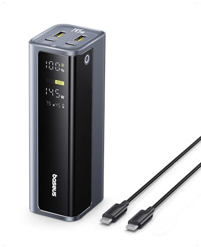 Baseus EnerGeek Laptop Powerbank 145W 20800mAh, External Battery with 2 x USB-C PD 3.0 100 W Max Fast Charge, Compatible with Dell, HP, SteamDeck, iPhone 16/15/14/13, iPad