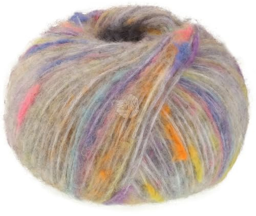LANA GROSSA Cassata | Flauschiges Effektgarn mit bunten Farbspots| Handstrickgarn aus 54% Schurwolle (Merino extrafine), 30% Polyamid & 16% Baumwolle | 50g Wolle, Stricken & Häkeln | 175m FB 12