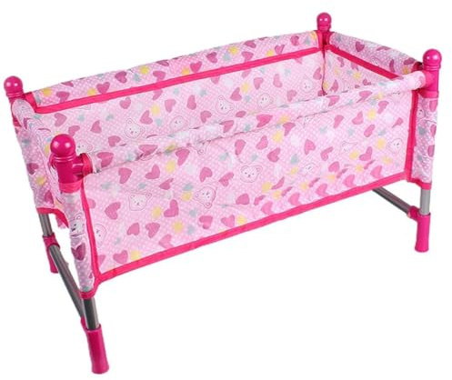 Cuna de muñecas de bebé fácil de Instalar Cuna de muñeca Strong Plastic ＆ Cama de Tela Finish Toy Toys Accessors Gift for Girls 4 años+