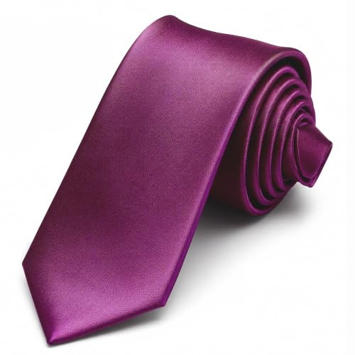 Trimming Shop Skinny Neck Tie 5cm Solid Colour Slim Ties Soft Polyester for Formal Wear Skinny Tie Unisex Classic Formal Necktie for Wedding, Prom, Celebration, Party & Business Meeting - Plum