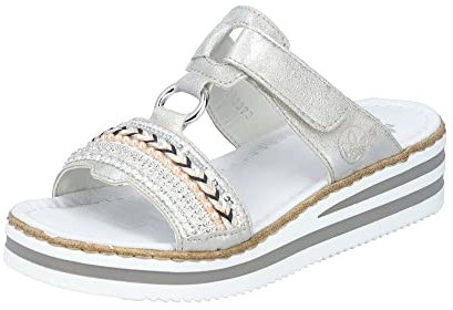 Rieker Damen Klassische Sandalen V02M6, Frauen Sandalen,Sommerschuhe,Freizeitschuhe,offene Schuhe,Strandschuhe,grau (40),41 EU / 7.5 UK