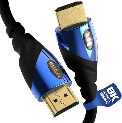 Monster 8K HDMI Cable — Xbox Series X & PlayStation 5 HDMI Cable w/ 24K Gold Contacts & V-Grip, 48 Gbps Speed, 60/120 Hz Refresh Rate, Dynamic HDR & eARC for Superior Visuals & Audio (12 FT)