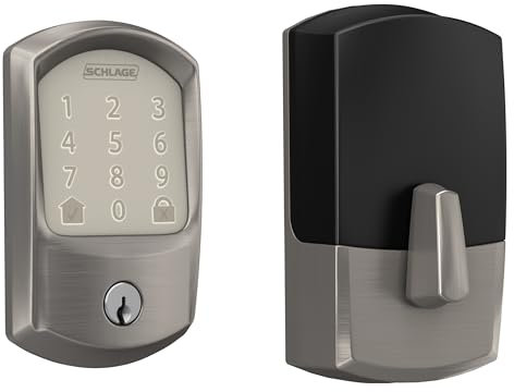 SCHLAGE BE489WB GRW 619 Encode WiFi Deadbolt Smart Lock, Keyless Entry Touchscreen Door Lock with Greenwich Trim, Satin Nickel