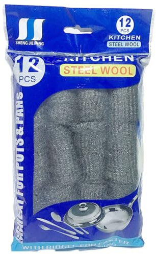 lmoikesz Laine d'acier polyvalente, 12 pièces, pour un nettoyage efficace de la cuisine, laine d'acier de cuisine en métal