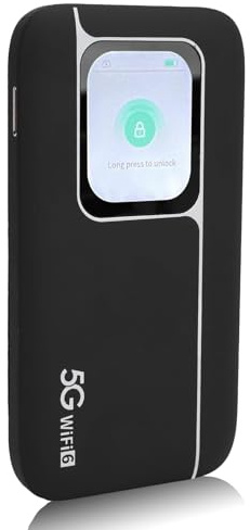 Hotspot Mobile 5G WiFi6 LTE, Routeur 5G avec Emplacement pour Carte SIM, Modem de Couverture Internationale, Appareils Internet Portables pour Les Voyages, 16 Appareils, écran