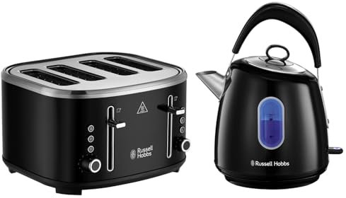 Russell Hobbs Stylevia Kettle & 4 Slice Toaster Black