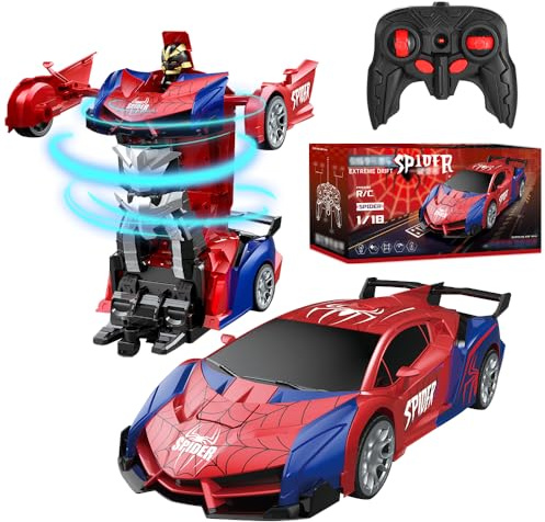 XEERUN Spider Fjärrstyrd bil, 2,4 GHz, med fjärrkontroll, uppladdningsbar 1:18 med LED-ljus, leksak för utomhusbruk