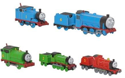 Thomas & Friends Toy Trains by Fisher-Price, 2 Large Die-Cast Engines & 3 Motorized Trains with Classic Characters, Includes Playmat (Amazon Exclusive)