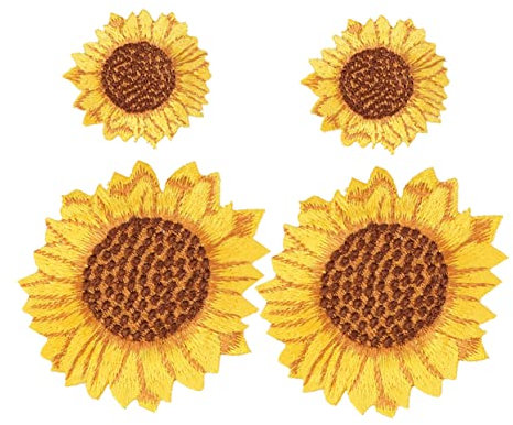 DIYEAH 10 Stück Sonnenblumen Aufnäher Zum Aufbügeln Und Aufnähen Bestickte Patch Applikationen in Klein Und Groß Dekorative Stoffflicken Für Kleidung Rucksack Selbstgemacht Reparatur Und Verzierung