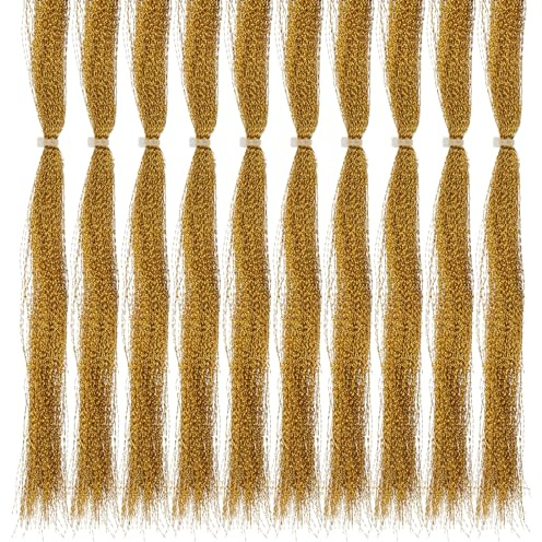 PATIKIL Crystal Flash Filo Da Pesca A Volo, 10 Confezione Kit Materiale Per Legatura Mosche Lucente Filo Olografico Per Mosche Secche Forniture Per Creare Esche Da Pesca, Oro