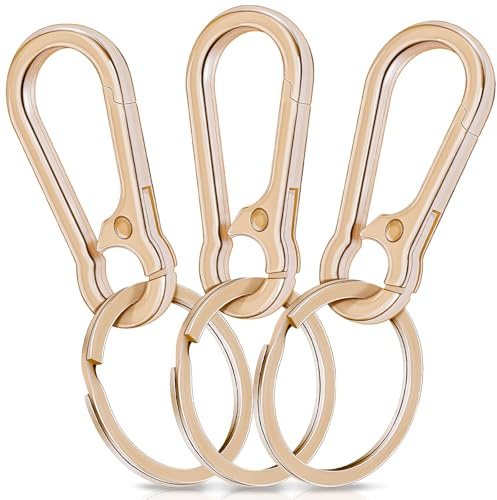 Caianwin 3 Piezas Mosqueton Llavero Metales Llavero Mosquetón Extraíble Mosquetones para Llaveros para Usar en Mochilas, Coches (Gold)