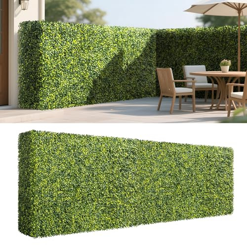Patio Rigid Panel- Artificial Grass Wall Hedge 72 W x 36 H x 6 D Faux Boxwood Panels with Fake Plants Greenery Backdrop Room Divider Privacy Planters for Patio Office Balcony Porch