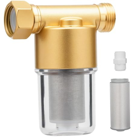 40 Micron Brass Sediment Filter, Reusable Sediment Water Filter for Washing Machine, Shower,Gardens, Well Water Traps Sand Particles, Rust, and Copper Shavings (Brass)