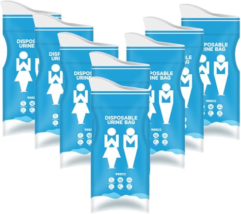 AYNKH 8 Pack 900CC Blue Disposable Urine Bags, Emergency Toilet Pee, Portable Urine Bags for Men Women Kids and Pregnant, Travel,Car, Camping, Hiking