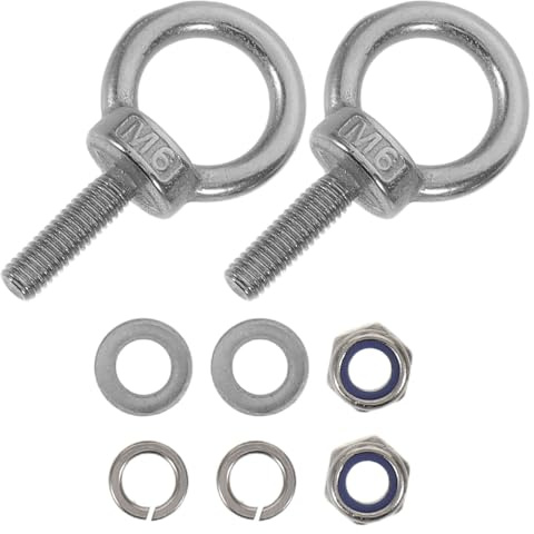 NUOBESTY Cáncamos de Acero Inoxidable M6X20 con Tuercas de Nylon Arandelas Planas y Elásticas Tornillos de Anclaje para Concreto Fijación Segura para Maquinaria y Elevación 4 Piezas