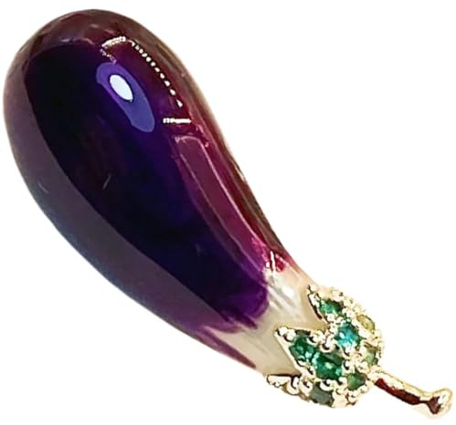 TEHAUX Spilla da Colletto in Occasione di San Valentino e Facile da Fissare a Forma di Melanzana in Rame, Accessorio Costume Elegante per Giacca e Cappotto