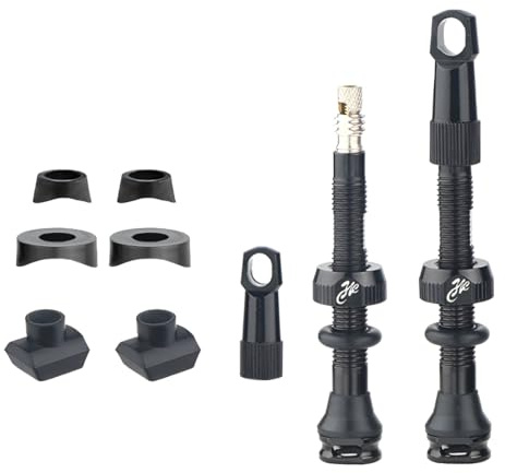 GXGM Valvole Tubeless Mtb Per Bici Da Corsa, Design A 3 Fori, Kit Super Leggero Con Rondella Di Adattamento E Attrezzo Di Smontaggio, 65 Mm(Nero)