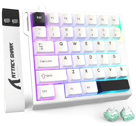 MAMBASNAKE ATTACK SHARK M36 HE Teclado Gaming Una Mano 8000Hz Rapid Trigger, 36 Teclas Cable Interruptor Magnético, Precisión RT 0,01mm, SOCD & DKS, Retroiluminación RGB, Para PC/Mac/FPS, Blanco