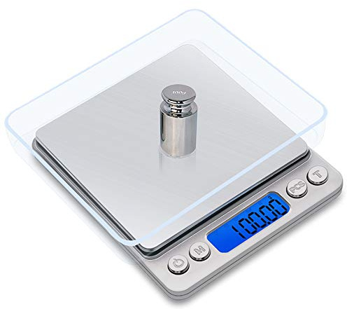 Mengshen Digital smyckevåg/kök matvåg Steelyard 500g (0.01g), hög precision milligram fickvåg känslig bärbar rostfritt stål bakgrundsbelyst display