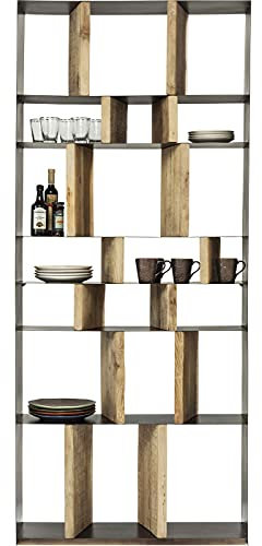 Kare Design Regal Storm, Regal aus Stahl mit Regalwänden aus Holz, Bücherregal, modernes, offenes Regal, kunstvolles Regal, (H/B/T) 234x100x30cm